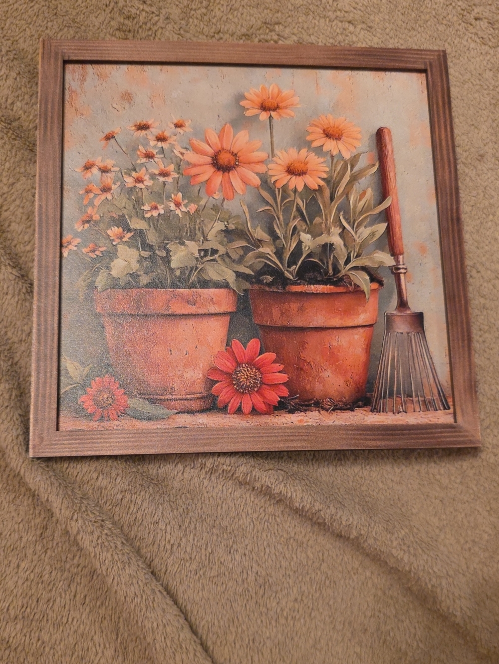 Rustic Orange Floral Wall Art Canvas Print